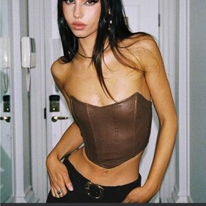 Princess Polly Chocolate Strapless Crop Top